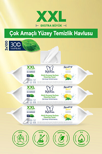Papilion Easy Clean Xxl Limon Ferahlığı Iz Bırakmayan Temizlik Havlusu 3'lü P...