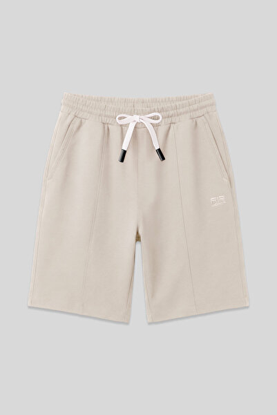 AIR JONES Μπεζ ανδρικό σορτς - Χοντρή απαλή υφή, Standard Fit, Basic Model - ...