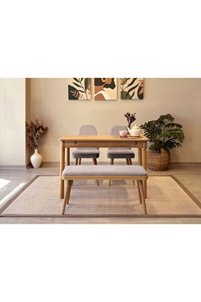 Rabi MİORA MİNİ AÇILIR MUTFAK MASA TAKIMI KARİNA MEŞE SOHO GRİ (1 Masa+2 Sand...