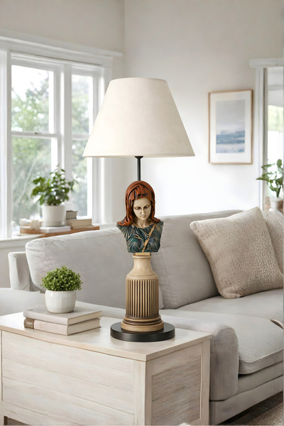 Bahar Aydınlatma Helena Çok Renkli Gövde Krem Başlık Dekoratif Abajur