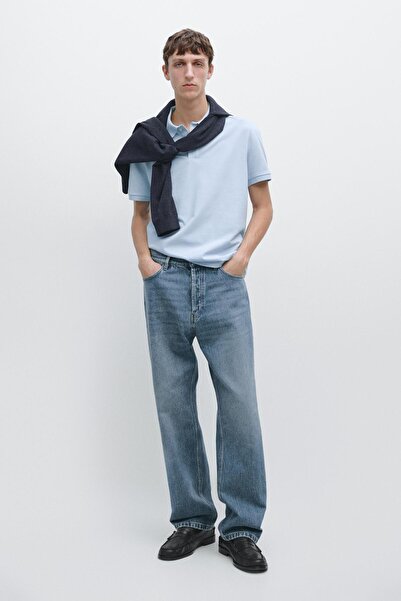 Massimo Dutti Mikro dokulu pamuklu polo yaka t-shirt