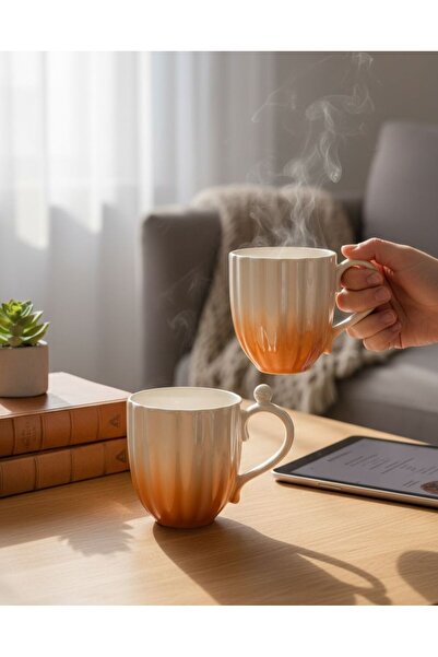 Onedekor طقم أكواب بورسلين مع لؤلؤ - عبوة من قطعتين باللون البني