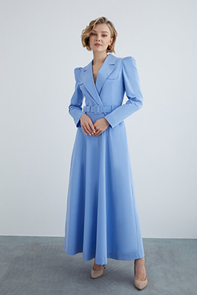 kı.we Kruvaze Kapamalı Kemer Detaylı Uzun Elbise