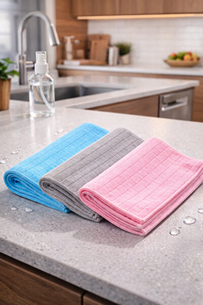 Single ( 3 قطع ) حفاضات مطبخ من الألياف الدقيقة مقاس 40:40 سم مقاومة للبقع وا...