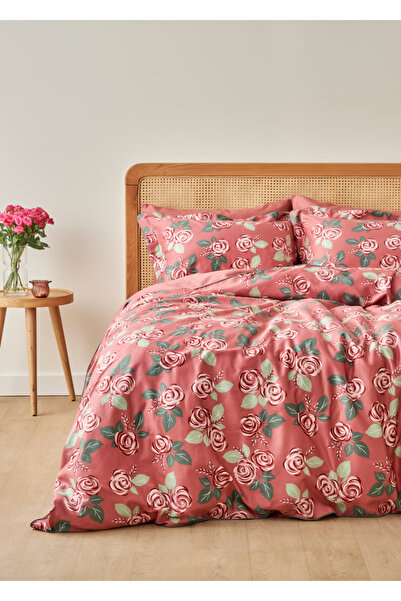 Bella Maison %100 Pamuk Saten Rose King Size Nevresim Seti Mürdüm (240x220 cm)