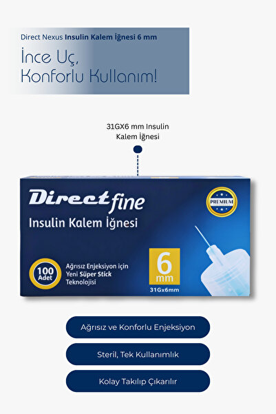 Direct Fine Kalem İğnesi 6 mm – 100 Adet (Mikro İnce Uç)