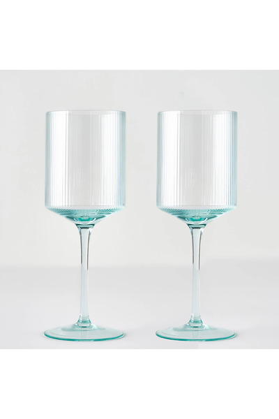 Bella Maison Stripe Kadeh 2'li Yeşil (440 cc)