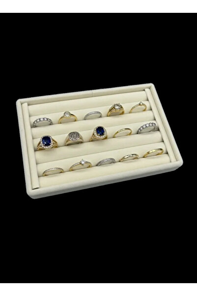 Aydın Decor Small Suede Sausage Cream Color Ring Table Stand (AYDINDECOR)