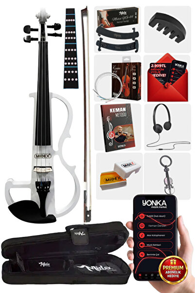 Midex Rcz-606w Elektro Keman Seti Beyaz (kulaklık Kablo Metod Yastık )