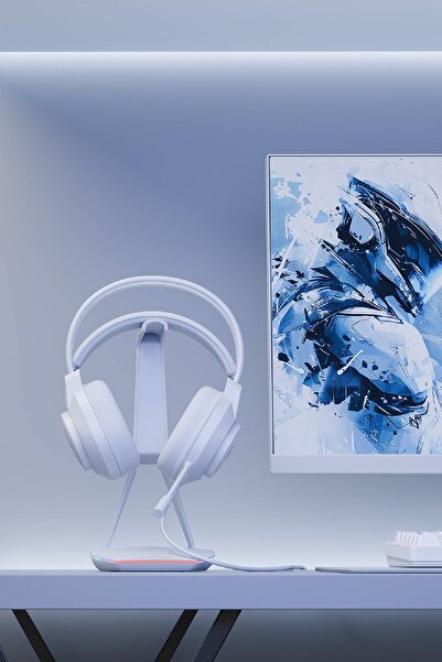 Rampage Kipchak Gaming Mikrofonlu Oyuncu Kulaklığı Beyaz RGB Led 7.1 RM-K55