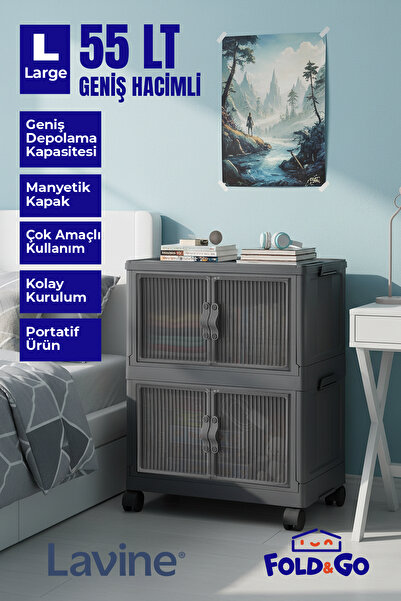 obido Fold&Go 2'Li Portatif Organizer Tekerlekli Dolap ”Antrasit” Çok Amaçlı ...