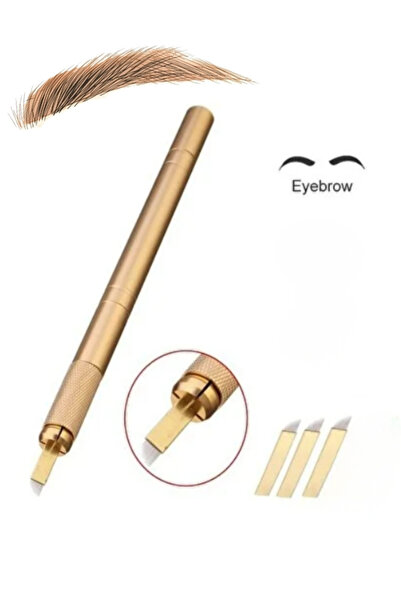 Face Deep قلم مايكروبلادينغ يدوي للمكياج الدائم، قلم تقنية شعر الحواجب، 3 إبر