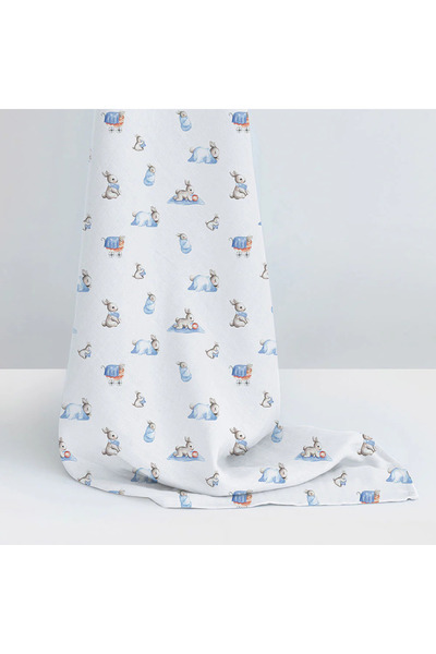 DEUX LAPINS 100% Cotton Muslin Baby Blanket 100X100Cm – Bébé Lapin