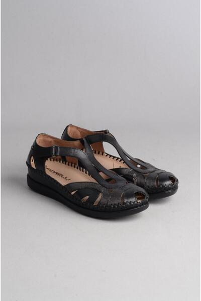 Forelli 22521 Sally Genuine Leather Orthopedic Women's Sandals Black