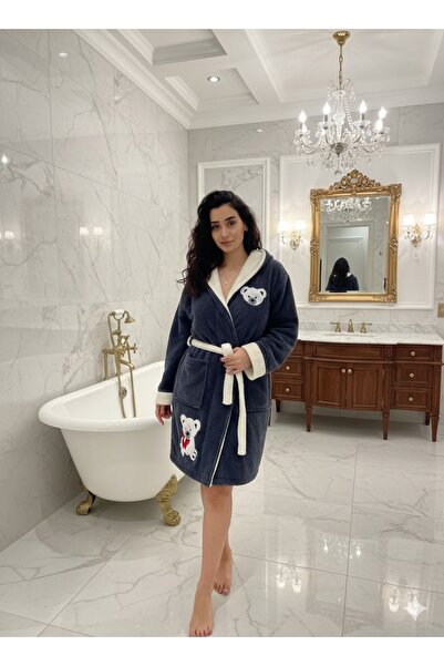 Damlaiso Halat de baie cu glugă din lână și pluș din noiembrie