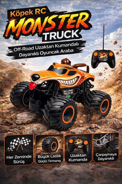 YILDIRIM OYUNCAK Uzaktan Kumandalı Full Fonksiyon Şarjlı Monster Cars 20 cm A...