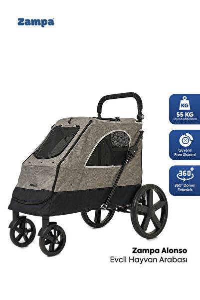 Zampa Alonso Kedi & Köpek Arabası Gri 60X97X111cm