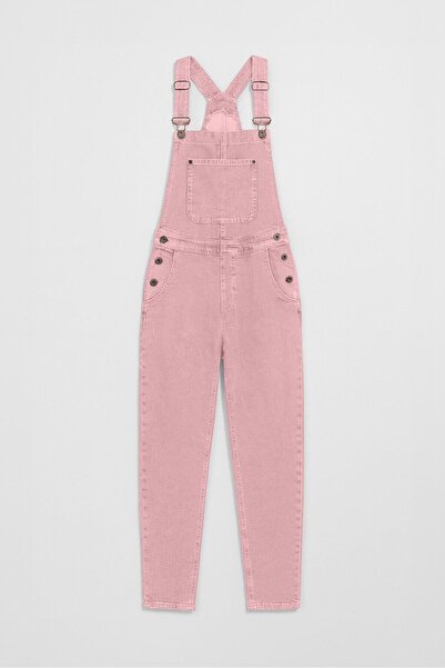 Bluewhite Kadın Rahat Kesim Askılı Jean Salopet Pantolon