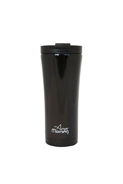 Any Morning كوب سفر SI231905، كوب قهوة من الفولاذ المقاوم للصدأ، 450 مل، أسود