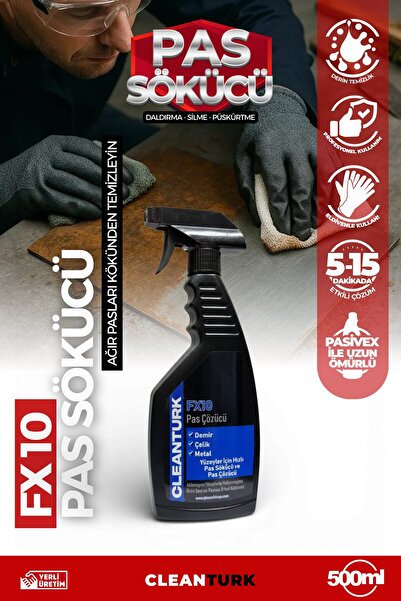 CleanTurk Fx10 En Iyi Pas Sökücü Ve Pas Çözücü Demir Metal Ve Yüzey Pas Temiz...