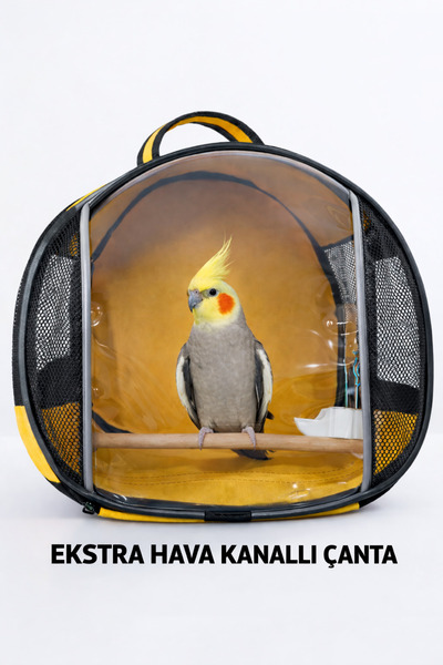 AlaPet Sırta Asılan Suluklu Kuş Taşıma Çantası (Sabit Tünekli) Her Kuş İçin U...