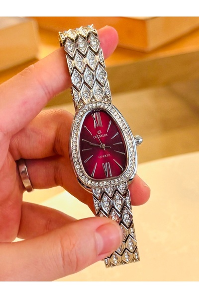 Bluemix Aksesuar SERENAY MODEL BORDO ÇELİK KADIN KOL SAAT(hediyeli ürün)