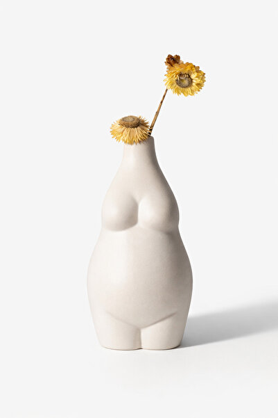 Warm Design Dekoratif Porselen Vazo Beyaz Modern Salon Konsol Masa Üstü Pampa...