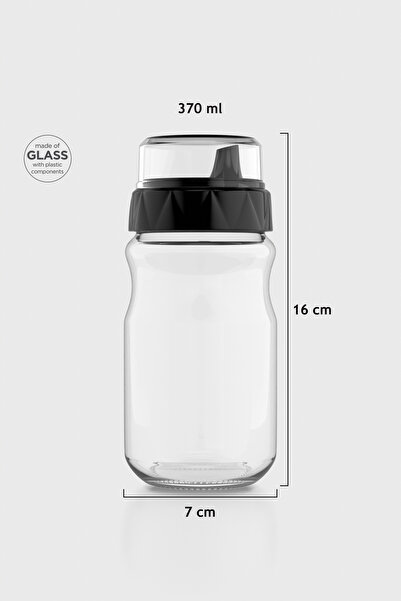 Renga Lexa 370 ml Black Lid Glass Oil and Sauce Bowl 151072