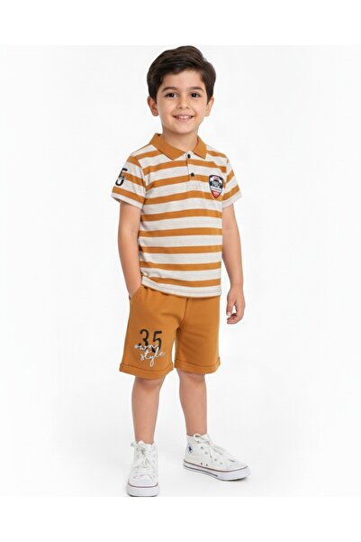 Ege Bebek Set de tricou și pantaloni scurți cu guler polo elegant pentru băieți