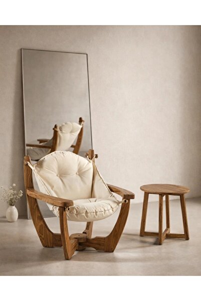 Divona Home Relax Tekli Rahat Ahşap Bahçe Balkon Koltuk Ve Sehpa