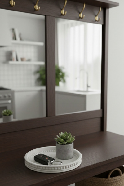 EA Home Concept Dekoratif Yuvarlak Beton Boncuklu Zen Tepsi & Sunum Tabağı | ...