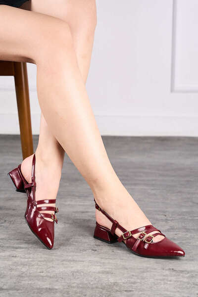 Nstil حذاء نسائي يومي مصنوع من الجلد اللامع بمقدمة مدببة وحزام قابل للتعديل و...