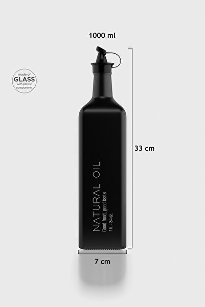 Renga وعاء زيت زجاجي منقوش عليه نص Urla سعة 1000 مل 152075 أسود مطفي