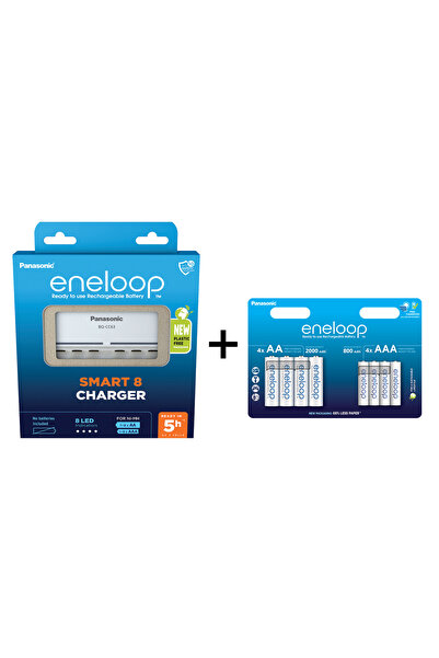 Eneloop Incarcator cu Canale Independente si Set Acumulatori 4x 2000mAh R6 AA...