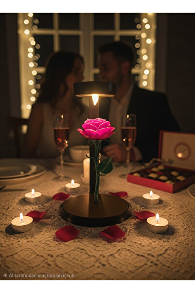 GLOBELUX Dekoratif Gül Temalı Tilayt Mumluk Biblo 18 x 25 Cm