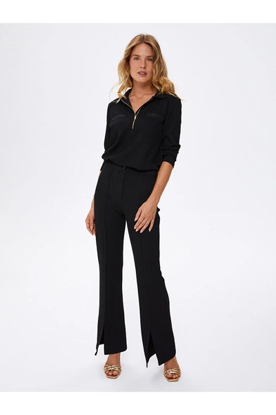 Faik Sönmez بريق الساق الاسبانية السراويل النسائية السوداء U67483