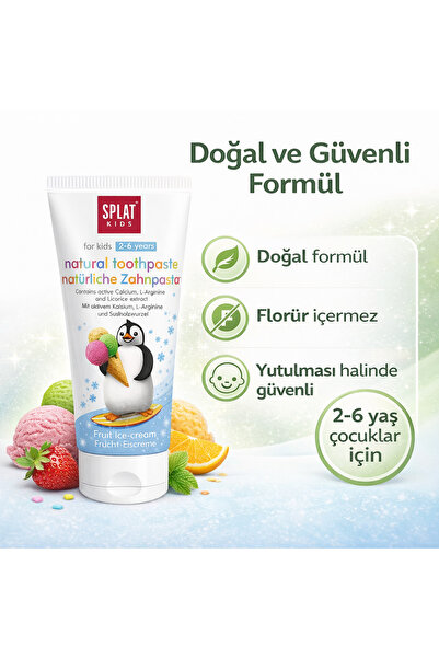 Splat Meyveli Dondurma Tadında 2-6 Yaş Çocuk Diş Macunu 50 ml