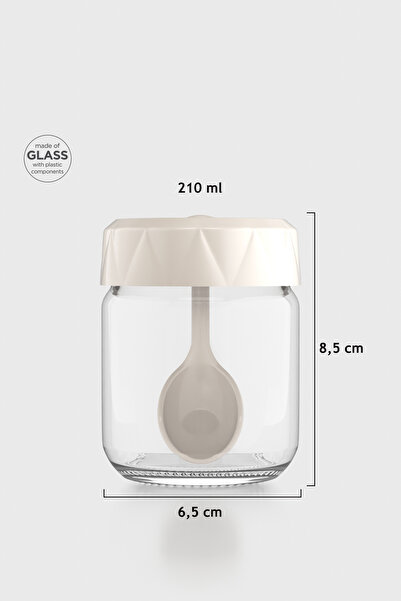 Renga Lexa 210 ml Glass Spice Jar with Spoon 161019 Beige