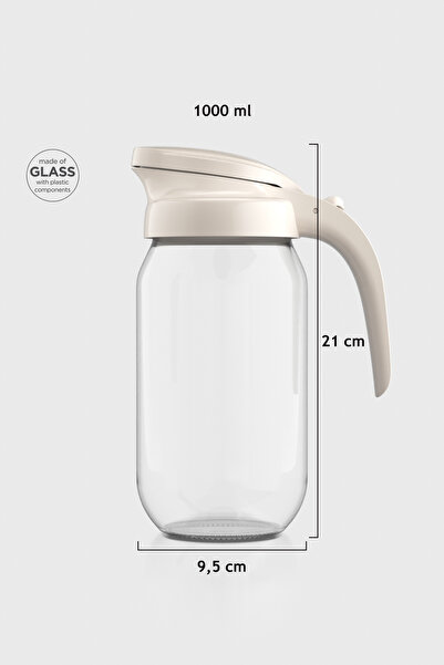 Renga Beluga 1000 ml Bej Kapaklı Cam Sürahi 111028