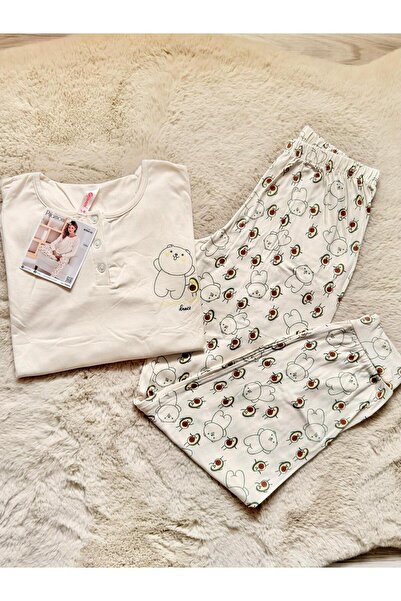 Pijamoni Düğmeli Yaka Uzun Kol Pijama Takımı