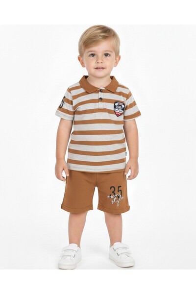 VOY KİDS Хлопчачий щоденний смугастий поло з коміром, стильний комплект з фут...