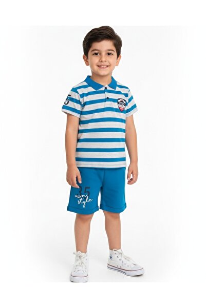 Ege Bebek Set de tricou și pantaloni scurți cu guler polo elegant pentru băieți