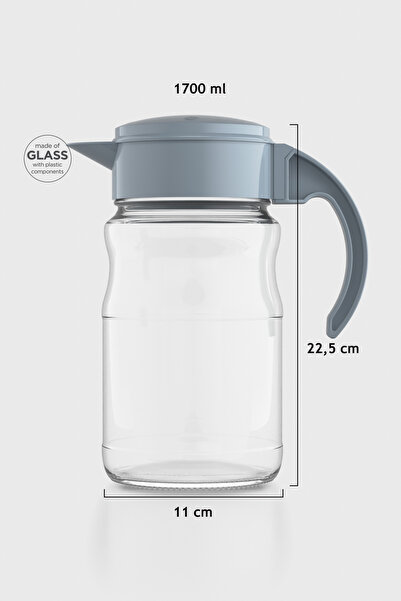 Renga Spiro 1700 ml Pastel Turkuaz Kapaklı Cam Sürahi 111031