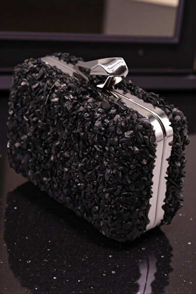 HFKY Μίνι βραδινή τσάντα φορέματος Crystal Stone. Μαύρη βραδινή τσάντα