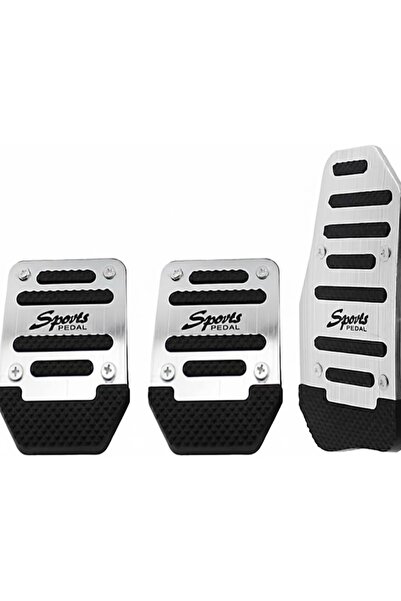 TOMRİSTORE Universal 3 Parça Manuel Pedal Seti - Krom Siyah Sports Pedal Tasarım
