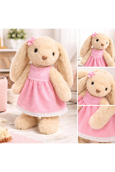 HALLEY ELBİSELİ KAHVERENGİ TAVŞAN PELUŞ OYUNCAK 45 cm