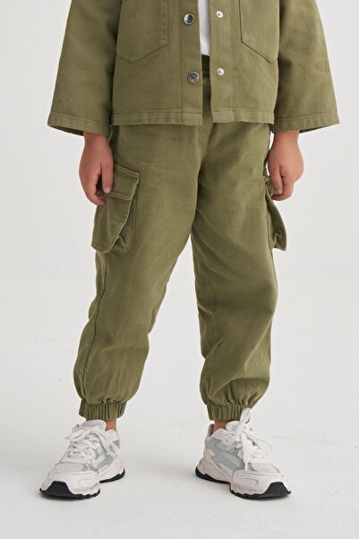 Cigit Gabardine Cargo Pants 2-7 Years Khaki Green