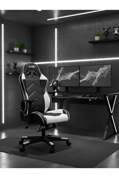 GAMERX X Serisi Deri Oyuncu Koltuğu Beyaz/siyah