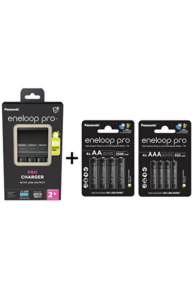 Eneloop Incarcator Profesional cu Display Acumulatori Inclusi, 4x 2500mAh AA ...