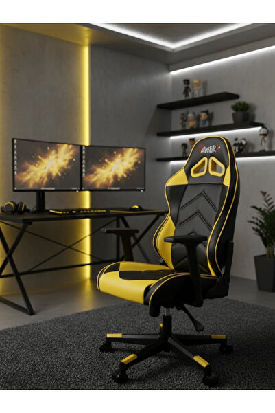 GAMERX X Serisi Kumaş Oyuncu Koltuğu Sarı/siyah